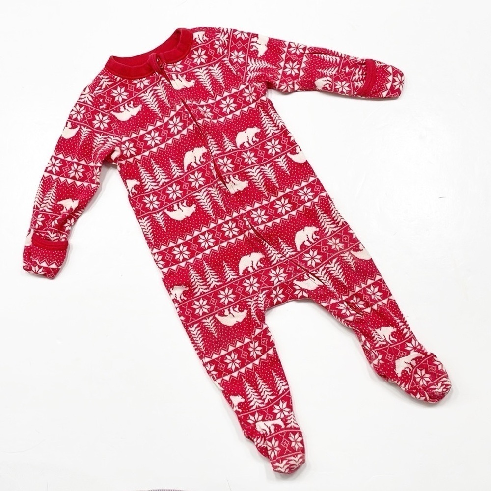 Old Navy Christmas print baby zip up footie